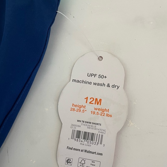 Infant size 12mos Colorblock Swim Trunks - Navy and Teal - Picture 2 of 4